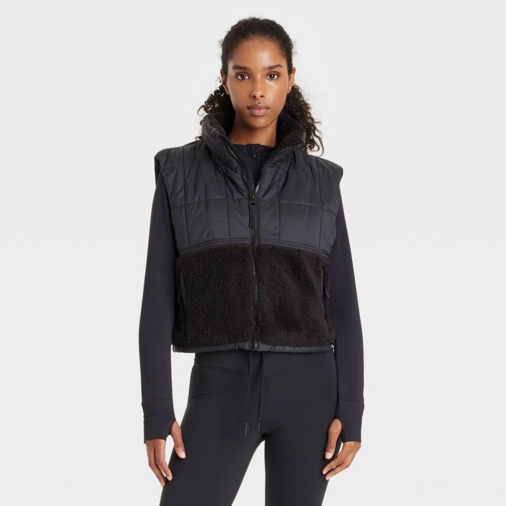 Women's High Pile and Quilted Vest - JoyLab Black XL